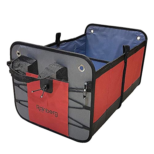 KONGZEE Car Boot Organiser Expandable with Reinforced Handles and Non-Slip Bottom Black