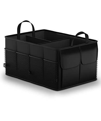 UOKING Car Boot Organiser Trunk Organiser-D1 Non-Slip Bottom Mesh Pockets Black